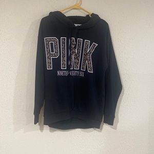 PINK VS Oversized Cheetah Print & Black Hoodie - XS
